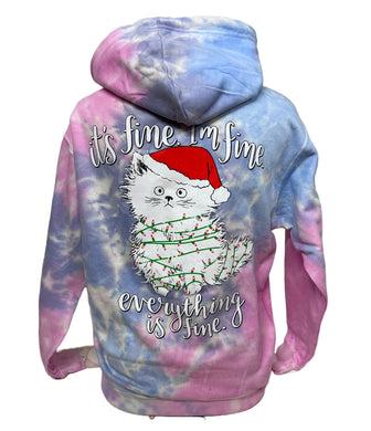 Christmas Cat - Tie Dye Hoodie