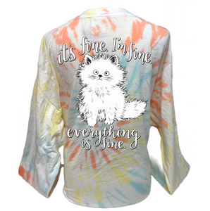 Everything's Fine Cat - Tie Dye