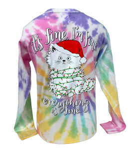 Christmas Cat - Long Sleeve - Tie Dye