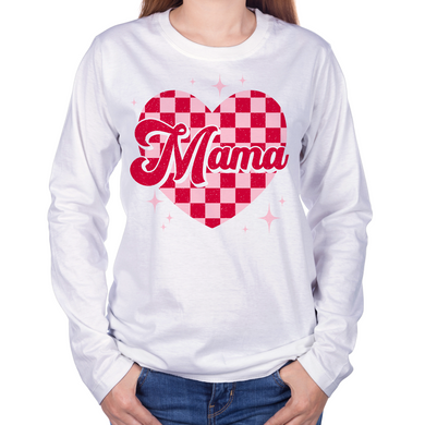 Mama Checker Heart - White - Front Print