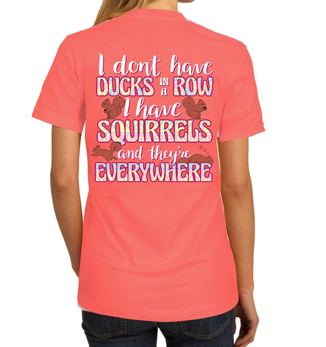 Squirrels Everywhere - Bright Coral