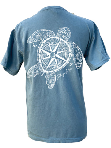 Tortuga Moon - Comfort Colors® - Compass Turtle - Ice Blue